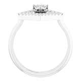 Square White Sapphire Accented Ring with Diamond Accents in Platinum
