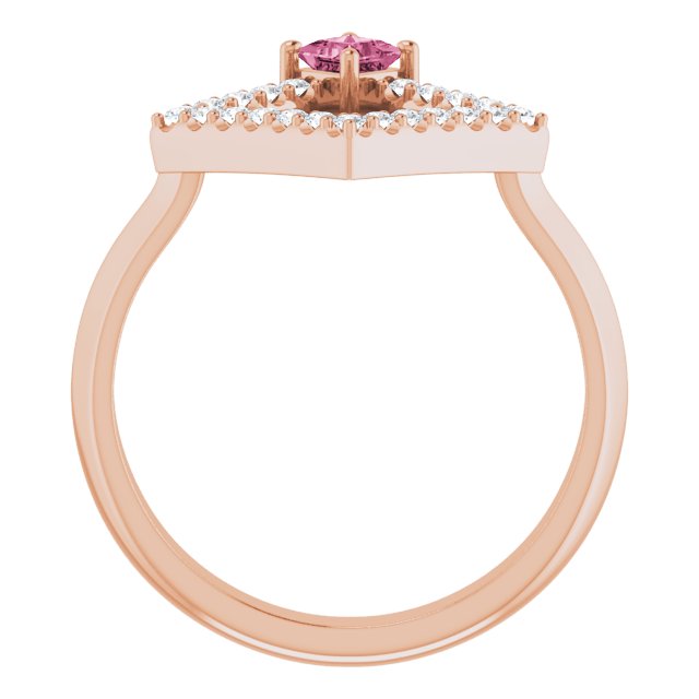 Square Pink Tourmaline & Diamond Accented Ring in Rose Gold