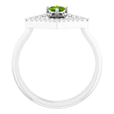 Square Peridot Accented Ring with Diamond Accents in Platinum