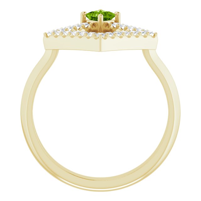 Square Peridot Accented Ring with Diamond Accents in Yellow Gold