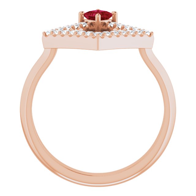 Square Ruby Accented Ring with Diamond Accents in Rose Gold