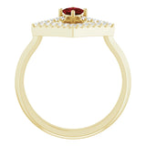 Square Mozambique Garnet & Diamond Accented Ring in Yellow Gold