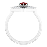 Square Mozambique Garnet & Diamond Accented Ring in Platinum