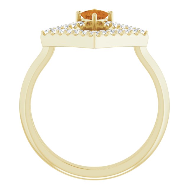 Square Citrine Accented Ring with Diamond Accents in Yellow Gold