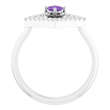 Square Amethyst Accented Ring with Diamond Accents in White Gold