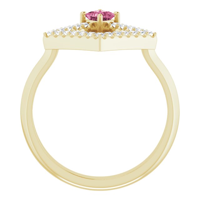 Square Pink Tourmaline & Diamond Accented Ring in Yellow Gold