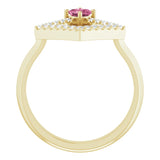 Square Pink Tourmaline & Diamond Accented Ring in Yellow Gold