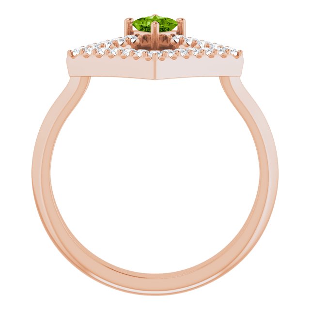 Square Peridot Accented Ring with Diamond Accents in Rose Gold