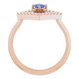 Square Tanzanite Accented Ring with Diamond Accents in Rose Gold
