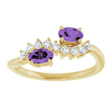 Oval Amethyst & Diamond Two Stone Ring in Gold and Platinum