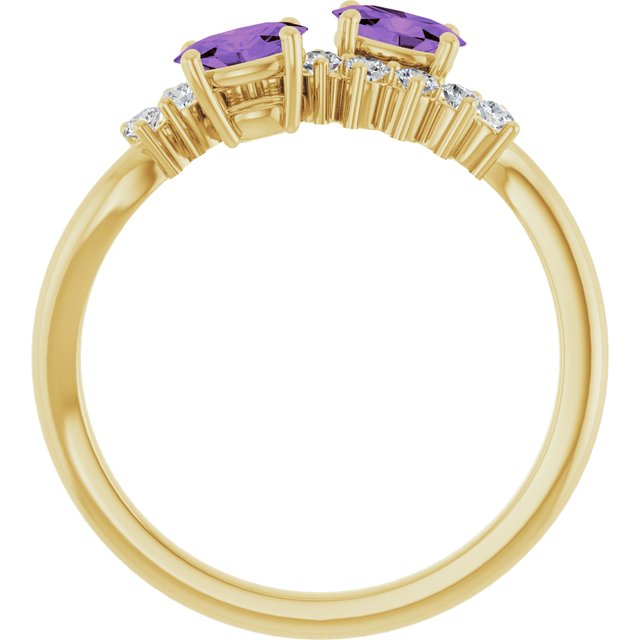 Oval Amethyst & Diamond Two Stone Ring in Gold and Platinum