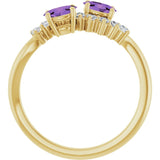 Oval Amethyst & Diamond Two Stone Ring in Gold and Platinum
