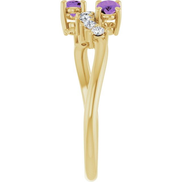 Oval Amethyst & Diamond Two Stone Ring in Gold and Platinum