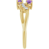 Oval Amethyst & Diamond Two Stone Ring in Gold and Platinum