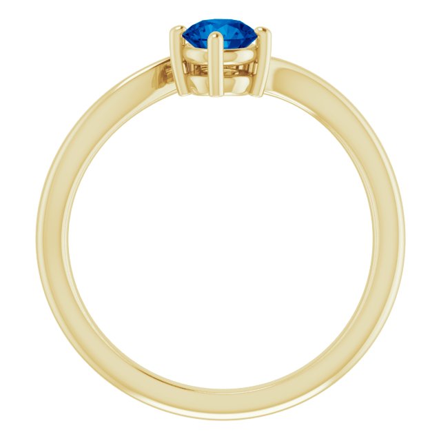 Round Blue Sapphire & Diamond Two Stone Ring in Gold and Platinum