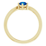 Round Blue Sapphire & Diamond Two Stone Ring in Gold and Platinum