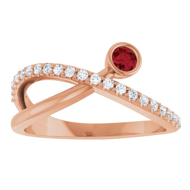 Round Ruby Accented Ring with Diamond Accents in Rose Gold