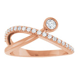 Round White Sapphire & Diamond Accented Ring in Rose Gold