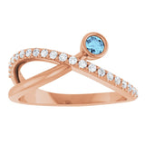 Round Aquamarine Accented Ring with Diamond Accents in Rose Gold