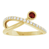 Round Mozambique Garnet & Diamond Accented Ring in Yellow Gold