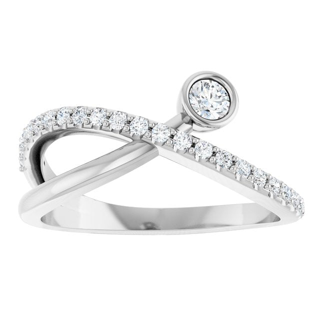 Round White Sapphire Accented Ring with Diamond Accents in Platinum