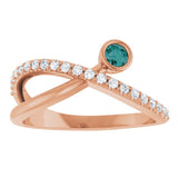 Round Alexandrite Accented Ring with Diamond Accents in Rose Gold