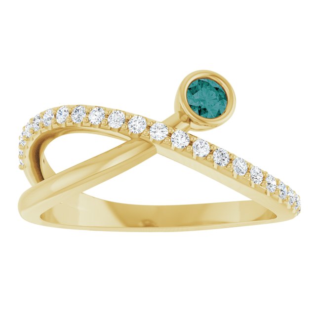 Round Alexandrite & Diamond Accented Ring in Yellow Gold