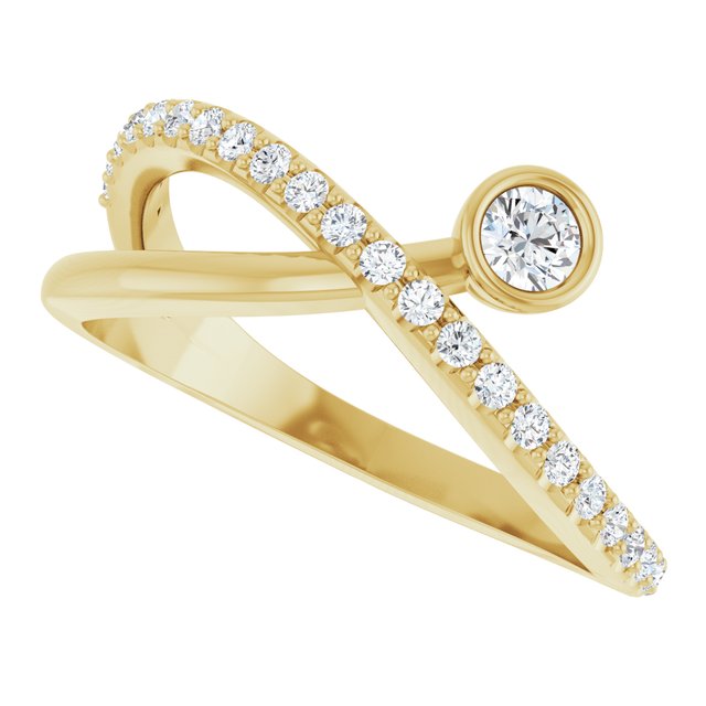 Round White Sapphire & Diamond Accented Ring in Yellow Gold