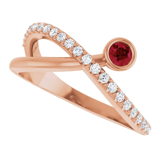 Round Ruby Accented Ring with Diamond Accents in Rose Gold