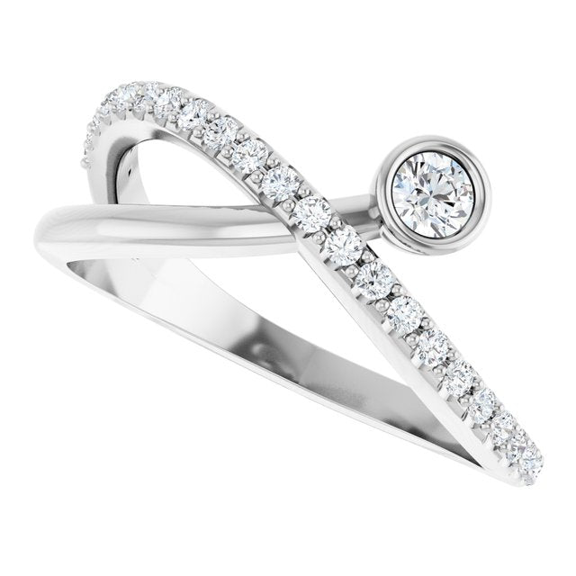 Round White Sapphire & Diamond Accented Ring in White Gold