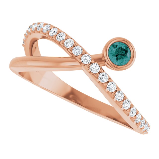 Round Alexandrite Accented Ring with Diamond Accents in Rose Gold