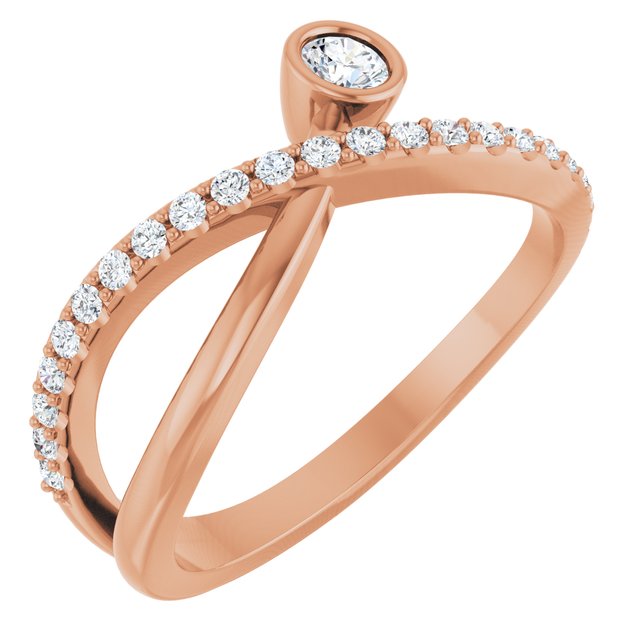 Round White Sapphire & Diamond Accented Ring in Rose Gold