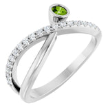 Round Peridot Accented Ring with Diamond Accents in Platinum