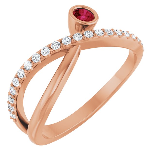 Round Ruby Accented Ring with Diamond Accents in Rose Gold