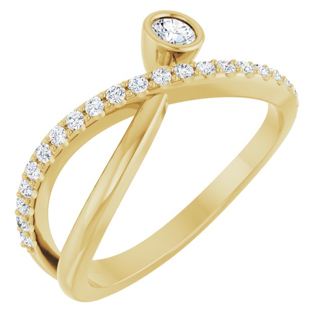 Round White Sapphire & Diamond Accented Ring in Yellow Gold