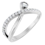 Round White Sapphire & Diamond Accented Ring in White Gold