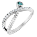 Round Alexandrite Accented Ring with Diamond Accents in White Gold
