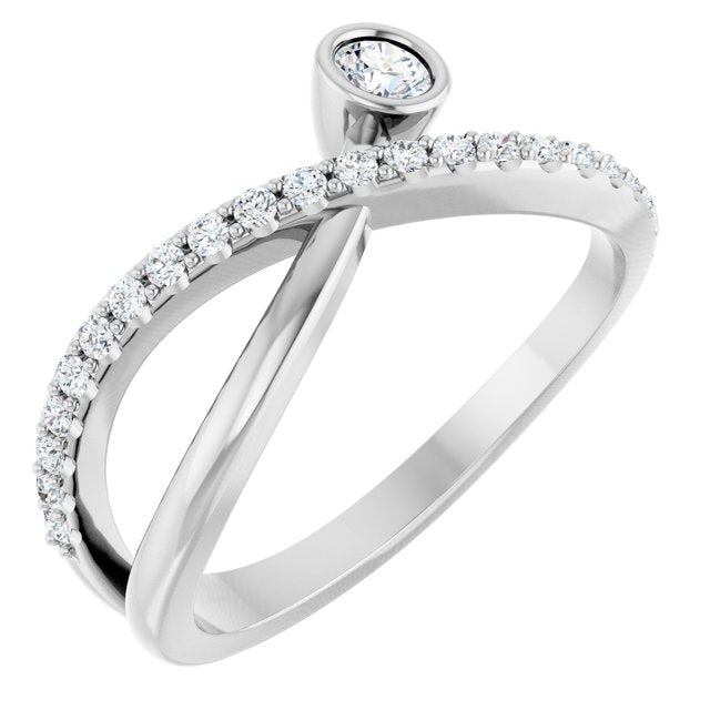 Round White Sapphire Accented Ring with Diamond Accents in Platinum