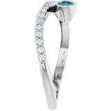 Round Alexandrite Accented Ring with Diamond Accents in Platinum