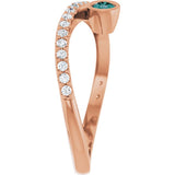 Round Alexandrite Accented Ring with Diamond Accents in Rose Gold