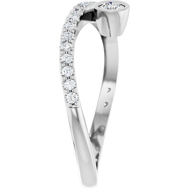 Round White Sapphire Accented Ring with Diamond Accents in Platinum