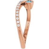Round Aquamarine Accented Ring with Diamond Accents in Rose Gold
