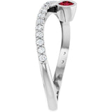 Round Ruby Accented Ring with Diamond Accents in White Gold