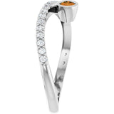 Round Citrine Accented Ring with Diamond Accents in Platinum