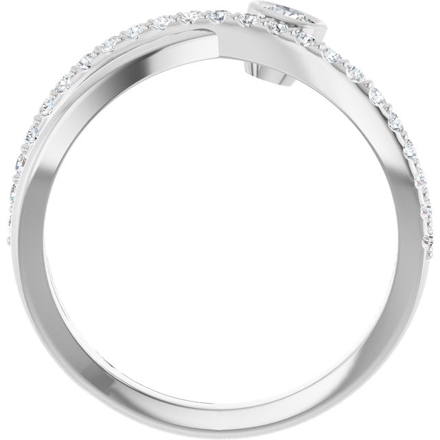Round White Sapphire & Diamond Accented Ring in White Gold