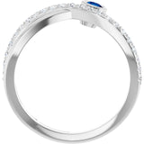 Round Blue Sapphire & Diamond Accented Ring in White Gold
