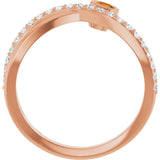 Round Citrine Accented Ring with Diamond Accents in Rose Gold