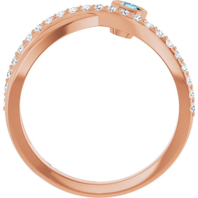 Round Aquamarine Accented Ring with Diamond Accents in Rose Gold