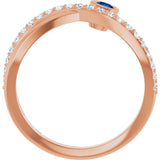 Round Blue Sapphire & Diamond Accented Ring in Rose Gold