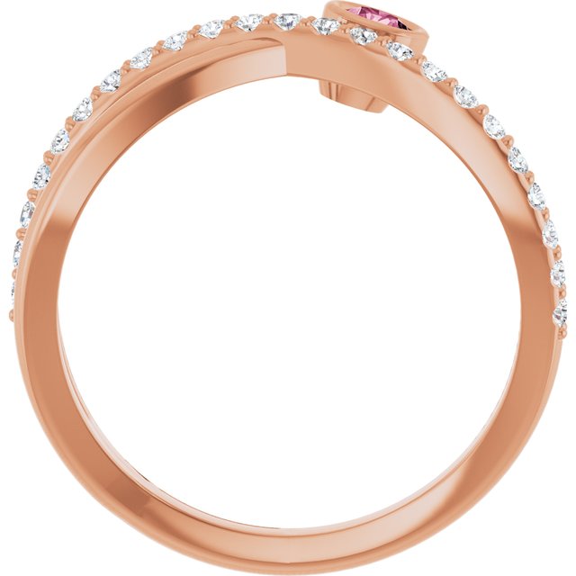 Round Pink Tourmaline & Diamond Accented Ring in Rose Gold